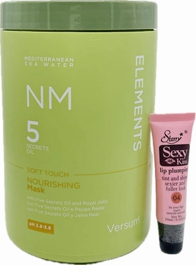 Versum Elements Mediterranean Sea Water 5 Secrets Oil Soft Touch Nourishing Mask-33.8 fl oz/1000ml w/Free Starry Lip Gloss 10ml