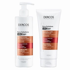 Vichy Dercos Kera Resurfacing Shampoo Overworked & Damaged Hair 250ml   Restoring 2 Min. Mask Overworked & Damaged Hair 200ml