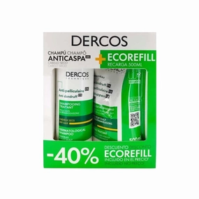 Vichy Dercos Technique Shampoo Anti-Dandruff Dry Hair 390ml   Refill 500ml