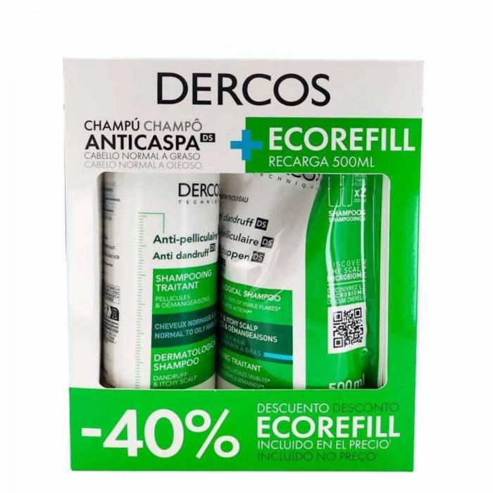 Vichy Dercos Technique Shampoo Anti-Dandruff Oily Hair 390ml   Refill 500ml