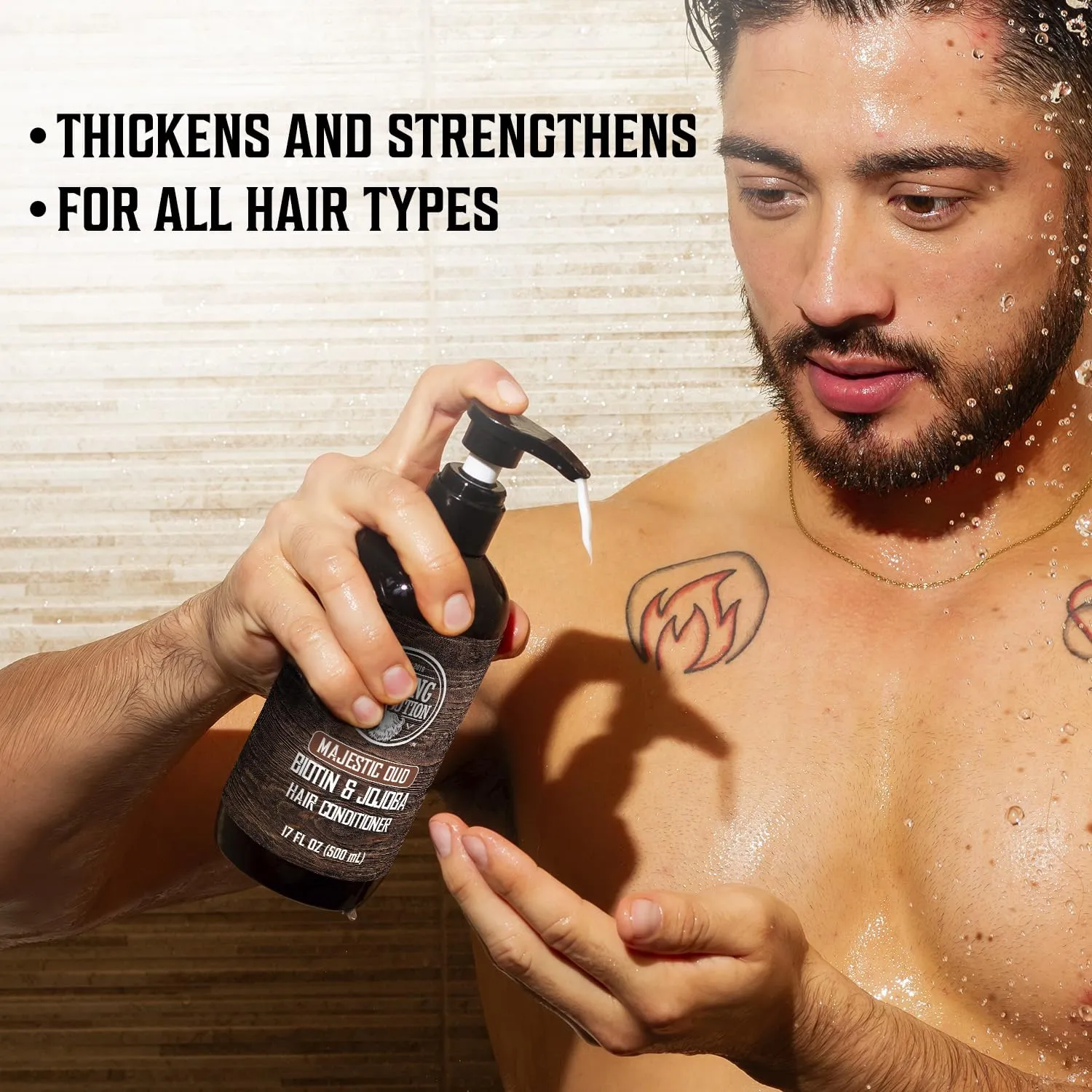Viking Revolution Majestic Oud Mens Shampoo and Conditioner Set with Biotin and Jojoba Oil - Natural Hair Shampoo and Hair Conditioner for Men with Vitamin B5 - Mens Shampoo for Thinning Hair (17Oz)