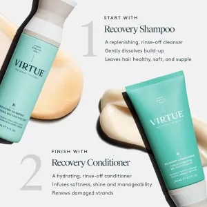 VIRTUE Recovery Sulfate Free Shampoo and Conditioner Set with Keratin and Baobab Seed Oil for Damaged Hair, Travel Size