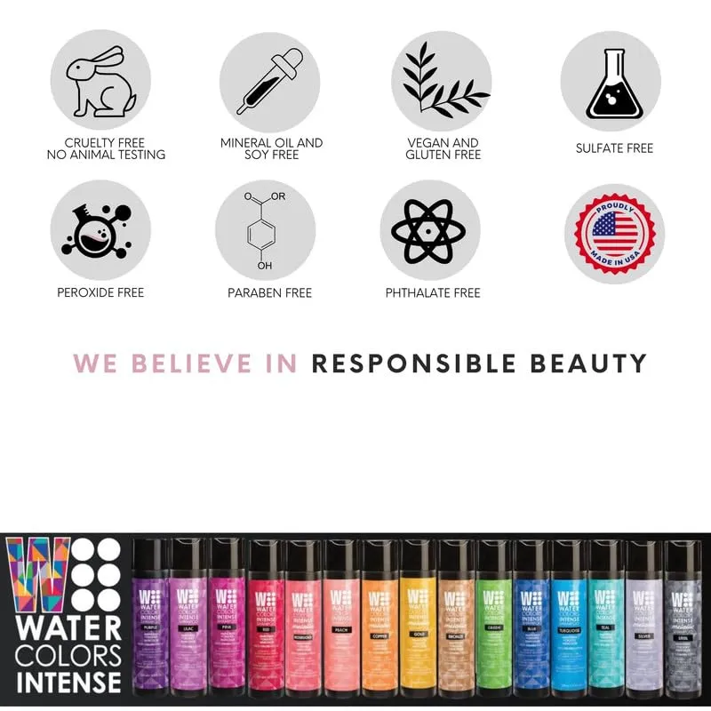 Watercolors INTENSE METALLIC Semi Permanet Color Depositing Shampoo-Sulfate & Paraben Free to Maintain & Enhance Hair Color 8 fl oz - ROSE GOLD (2 Count)