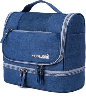 Waterproof Travel Toiletry Bag with Dry Wet Separation Hanging Organizer 8.2" H x 6.6" L Portable Shower Gym Essentials Storage (Dark Blue)