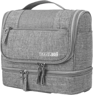 Waterproof Travel Toiletry Bag with Dry Wet Separation Hanging Organizer 8.2" H x 6.6" L Portable Shower Gym Essentials Storage (Grey)