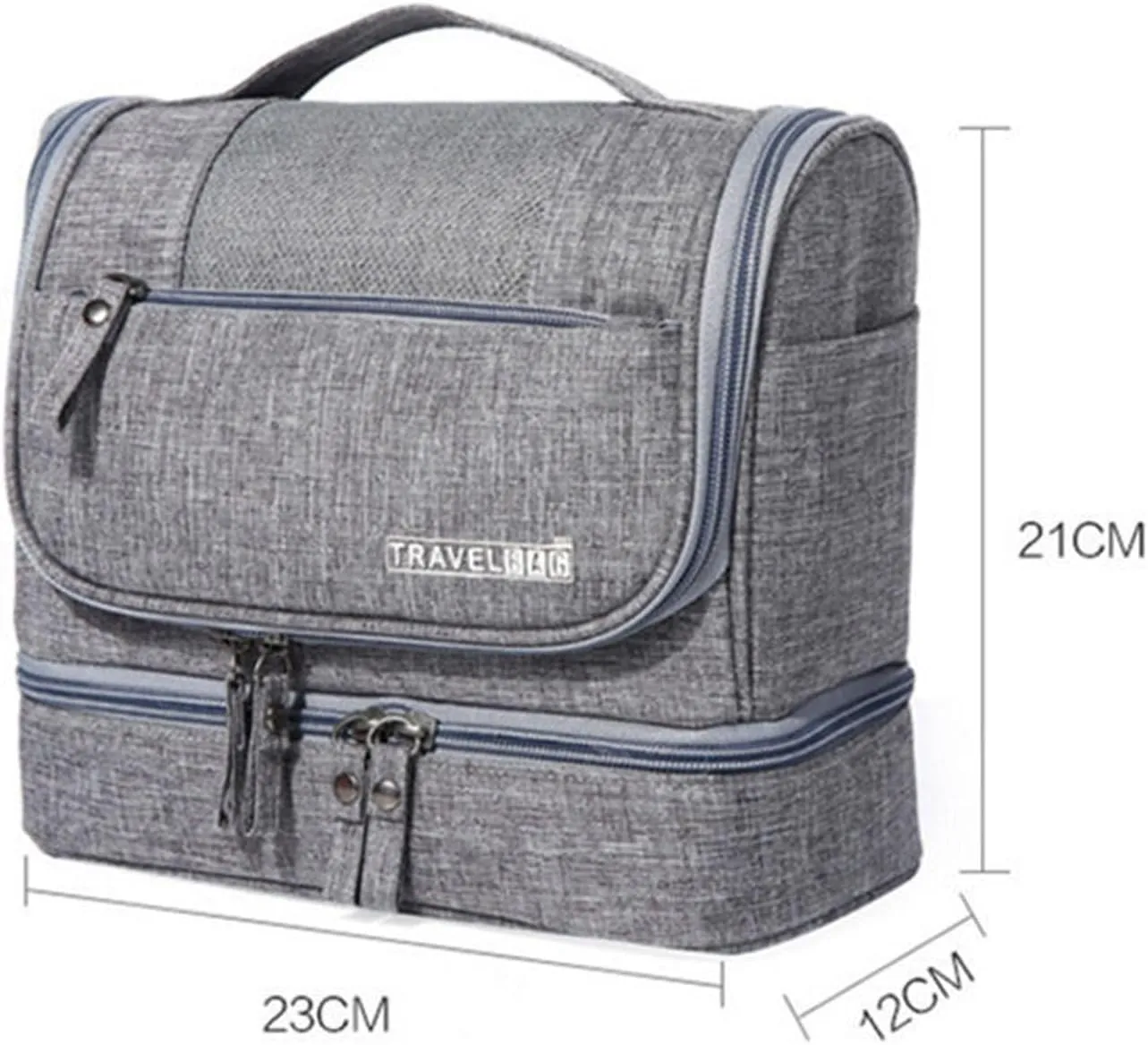 Waterproof Travel Toiletry Bag with Dry Wet Separation Hanging Organizer 8.2" H x 6.6" L Portable Shower Gym Essentials Storage (Grey)