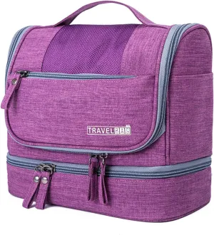 Waterproof Travel Toiletry Bag with Dry Wet Separation Hanging Organizer 8.2" H x 6.6" L Portable Shower Gym Essentials Storage (Purple)