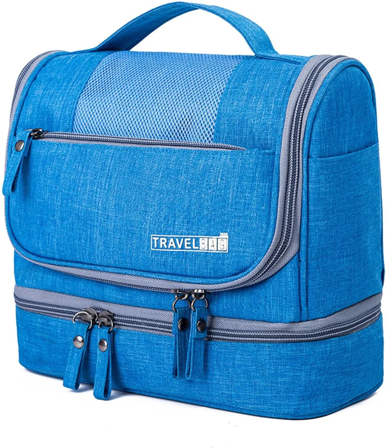 Waterproof Travel Toiletry Bag with Dry Wet Separation Hanging Organizer 8.2" H x 6.6" L Portable Shower Gym Essentials Storage (Sapphire)