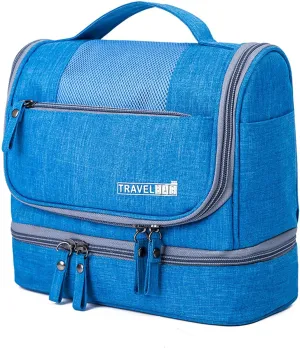 Waterproof Travel Toiletry Bag with Dry Wet Separation Hanging Organizer 8.2" H x 6.6" L Portable Shower Gym Essentials Storage (Sapphire)