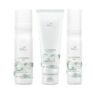 Wella Professionals Nutricurls 3 Unit Set for Waves, Formulated with Nourish-In Complex, Nourish and Define Waves with Shampoo, Conditioner, and Milky Leave-In Spray, Sulfate Free Hair Care Regimen