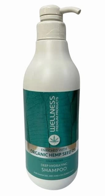 Wellness Premium Hydration Shampoo for All Hair Types| Enriched with Organic Cold Pressed Hemp Seed Oil | Clean Beauty Ingredients (33.8 Ounce - 1 Liter)