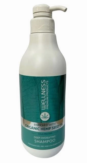 Wellness Premium Hydration Shampoo for All Hair Types| Enriched with Organic Cold Pressed Hemp Seed Oil | Clean Beauty Ingredients (33.8 Ounce - 1 Liter)