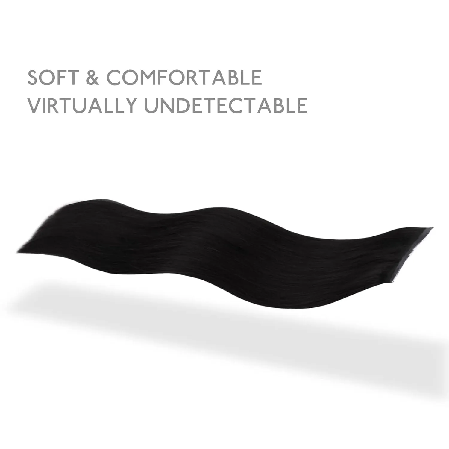 WENNALIFE Genius Seamless Clip-in Hair Extensions - 7pcs Ultra Invisible, 50% Thinner, Jet Black Real Human Hair