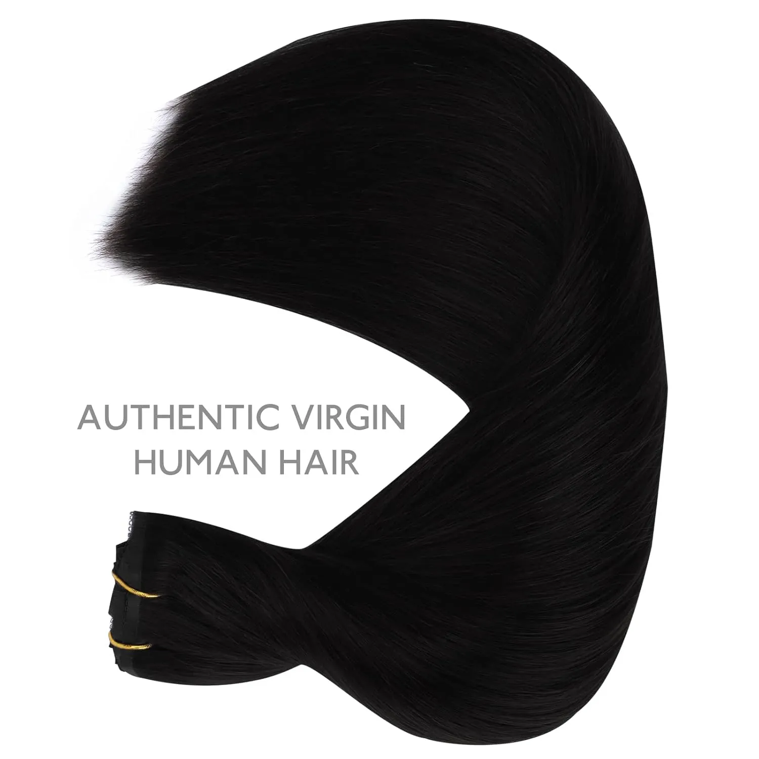 WENNALIFE Genius Seamless Clip-in Hair Extensions - 7pcs Ultra Invisible, 50% Thinner, Jet Black Real Human Hair