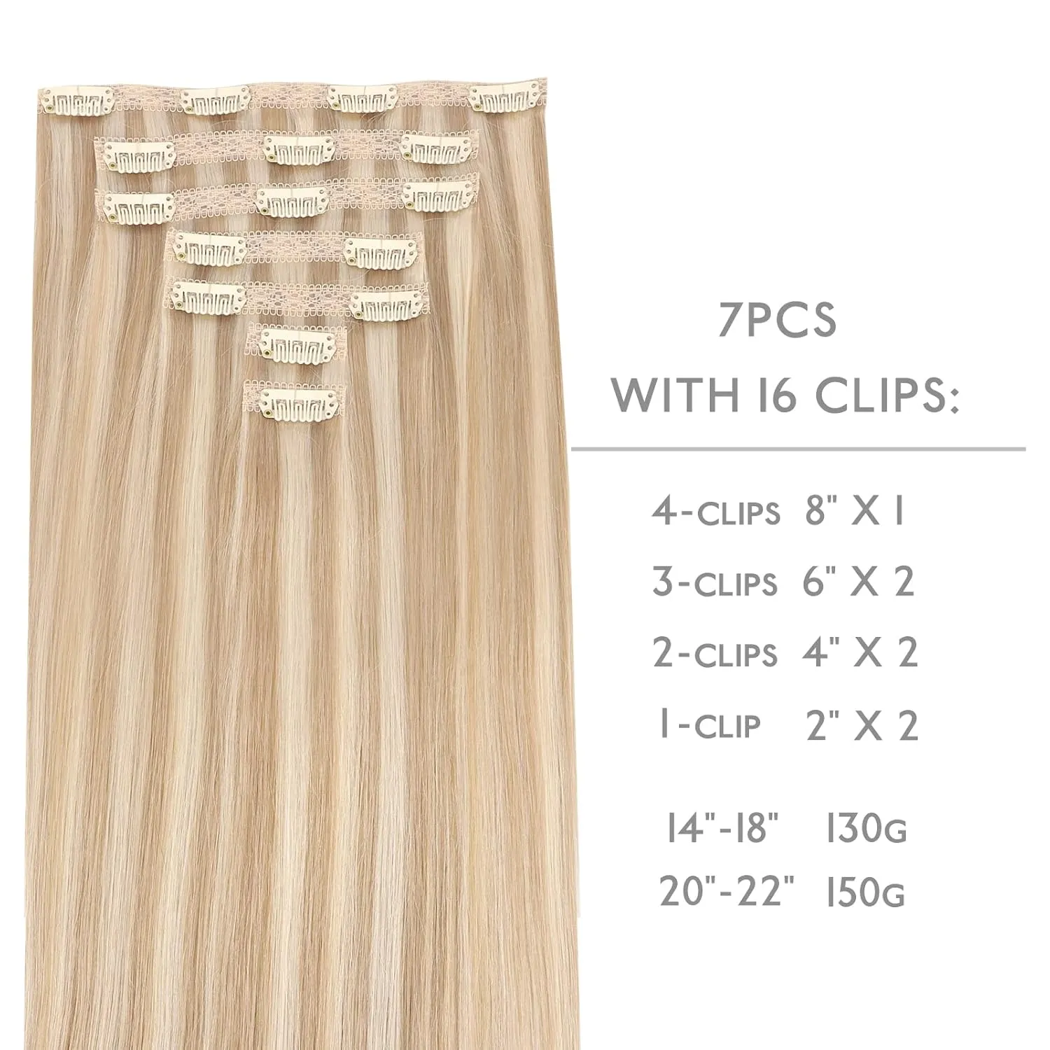 WENNALIFE Genius Seamless Clip in Hair Extensions Human Hair 7pcs Ultra Invisible 50% Thinner Seamless Hair Extensions Clip In Dirty Blonde Highlighted Bleach Blonde Real Human Hair