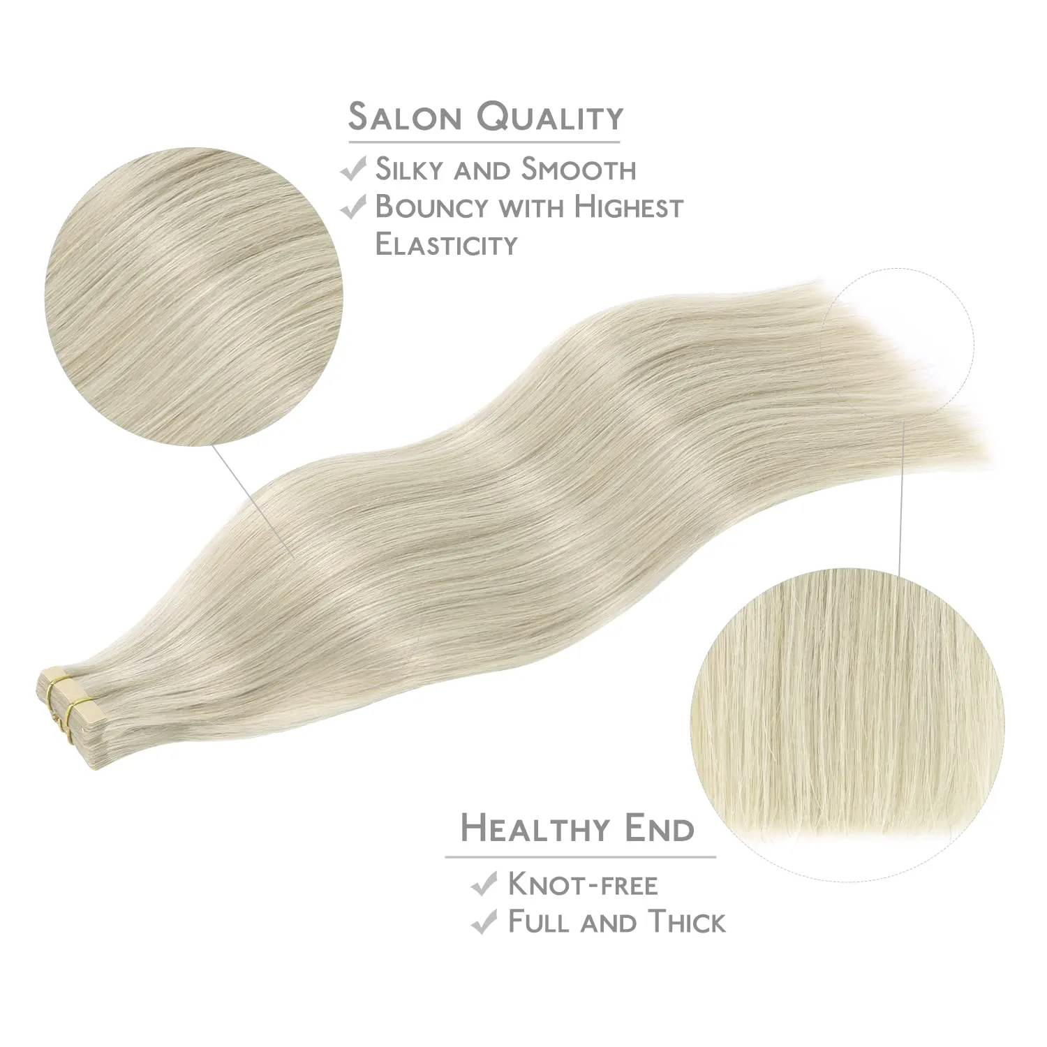 WENNALIFE Tape in Hair Extensions Human Hair, 20pcs 50g 14 inch Ash Blonde Highlighted Platinum Blonde Remy Hair Extensions Straight Human Hair Tape in Extensions Skin Weft Tape Extensions Human Hair