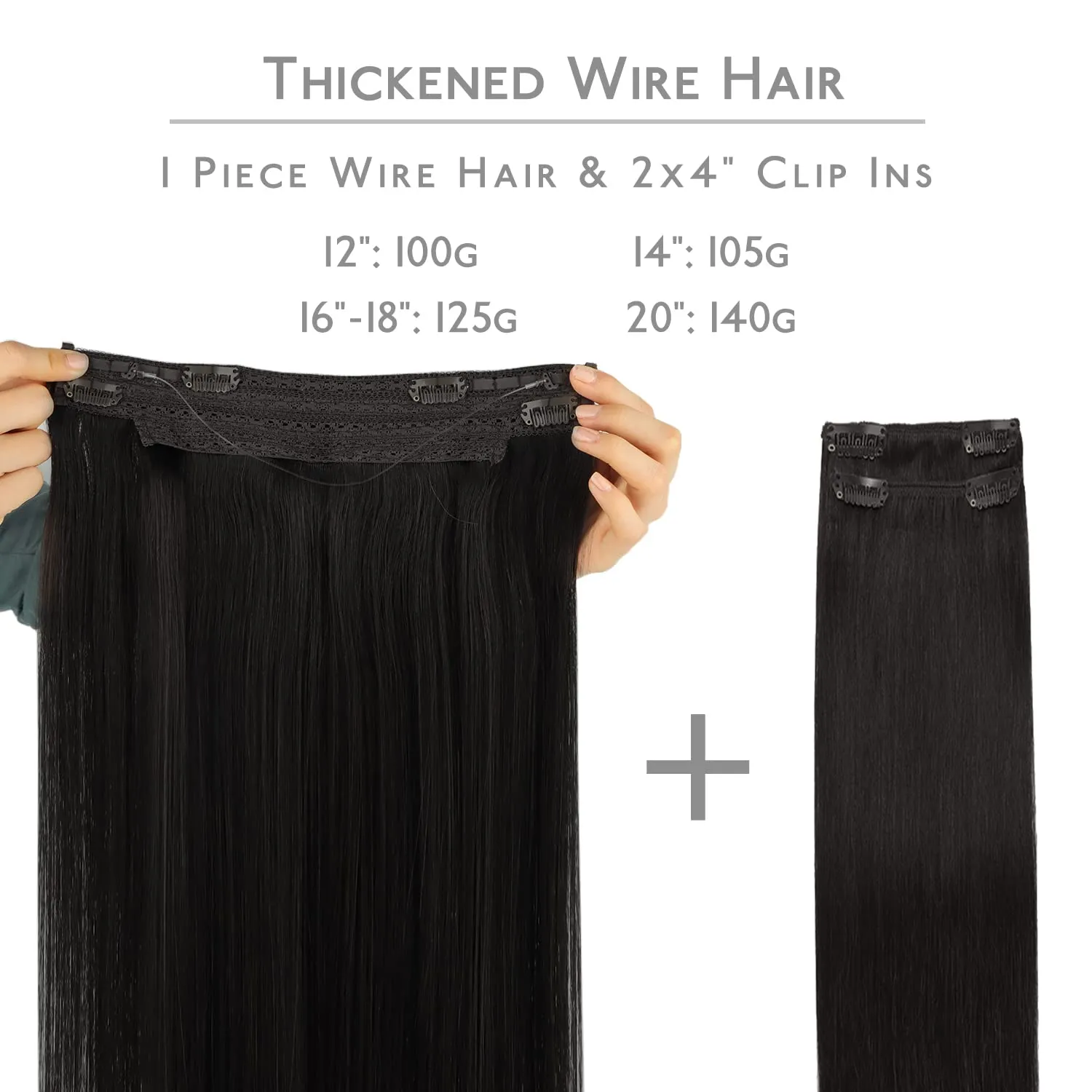 WENNALIFE Wire Hair Extensions (Increase 50% Lifespan) Real Human Hair 22 inch 150g Natural Black Remy Real Hair Extensions Invisible Wire Hair Extensions Human Hair Natural Fish Line Straight Hair