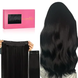 WENNALIFE Wire Hair Extensions (Increase 50% Lifespan) Real Human Hair 22 inch 150g Natural Black Remy Real Hair Extensions Invisible Wire Hair Extensions Human Hair Natural Fish Line Straight Hair