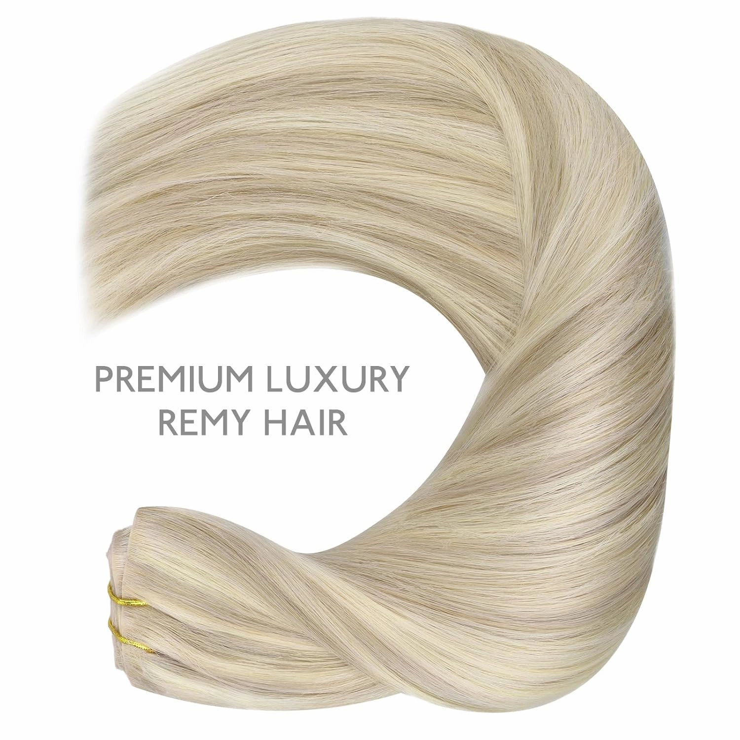 WENNALIFE Invisi Edge Clip in Hair Extensions Real Human Hair, 16 Inch 130g 7pcs Ash Blonde Highlighted Platinum Blonde Seamless Clip in Extensions Remy Hair Clip Ins Invisible PU Skin Weft Straight