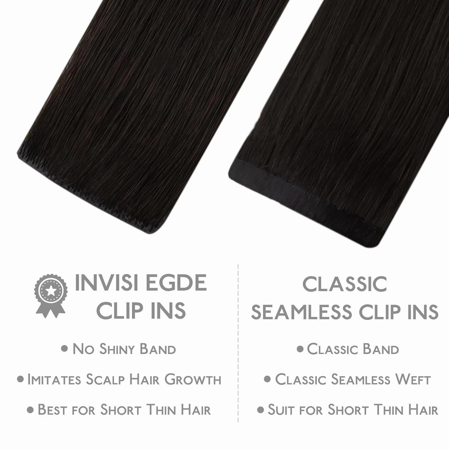 WENNALIFE Invisi Edge Clip in Hair Extensions Real Human Hair, 16 Inch 130g 7pcs Dark Brown Seamless Clip in Extensions Remy Hair Clip Ins Invisible PU Skin Weft Straight Extensiones De Cabello Hmano