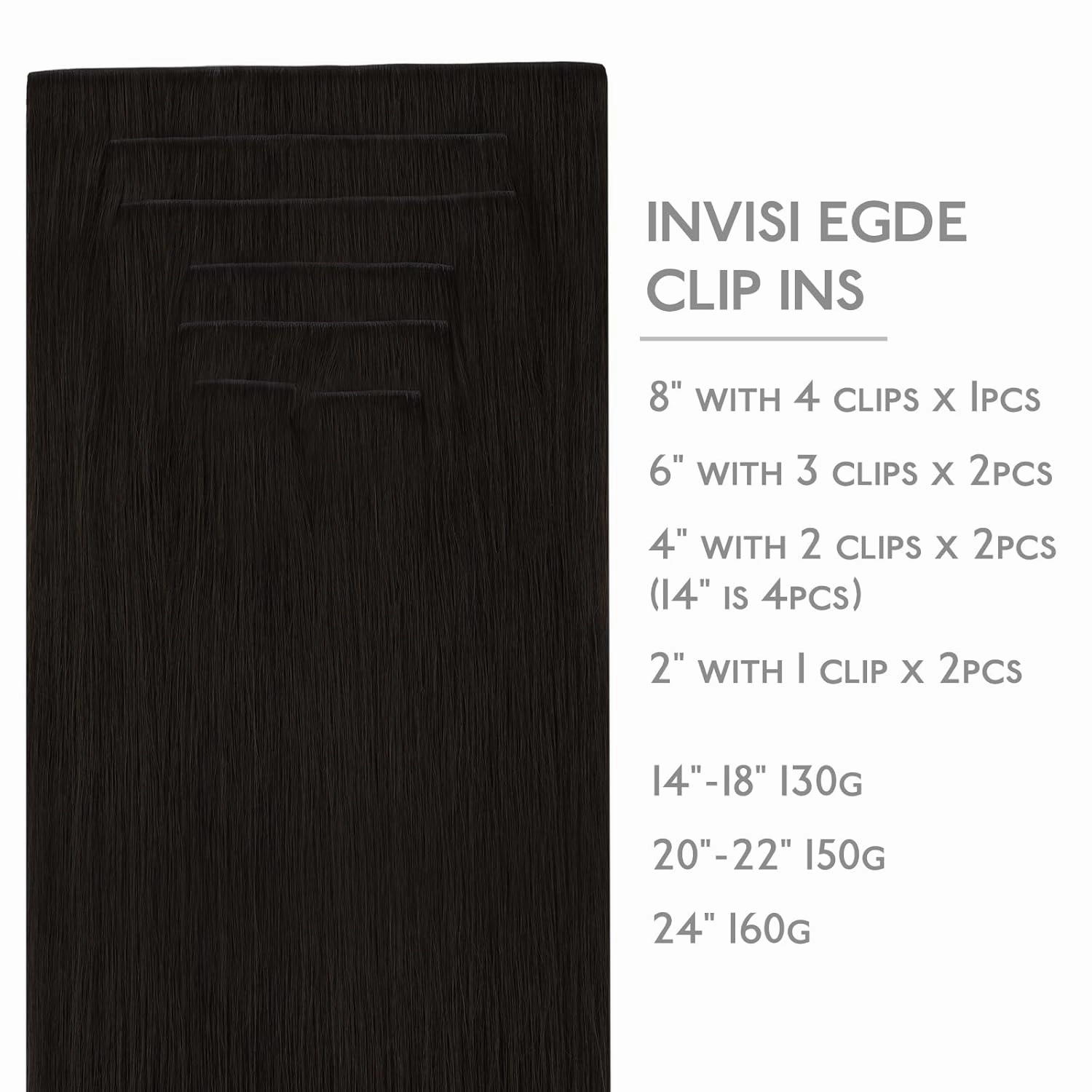 WENNALIFE Invisi Edge Clip in Hair Extensions Real Human Hair, 16 Inch 130g 7pcs Dark Brown Seamless Clip in Extensions Remy Hair Clip Ins Invisible PU Skin Weft Straight Extensiones De Cabello Hmano