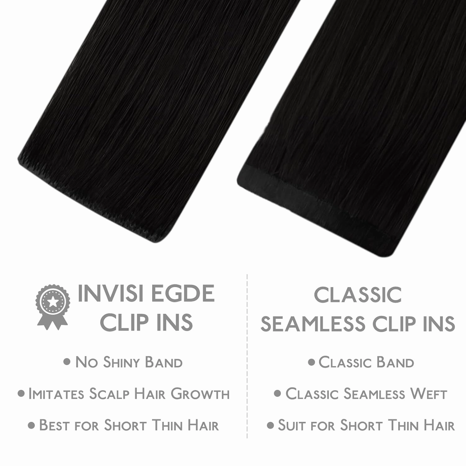 WENNALIFE Invisi Edge Clip in Hair Extensions Real Human Hair, 16 Inch 130g 7pcs Jet Black Seamless Clip in Extensions Remy Hair Clip Ins Invisible PU Skin Weft Straight Extensiones De Cabello Hmano