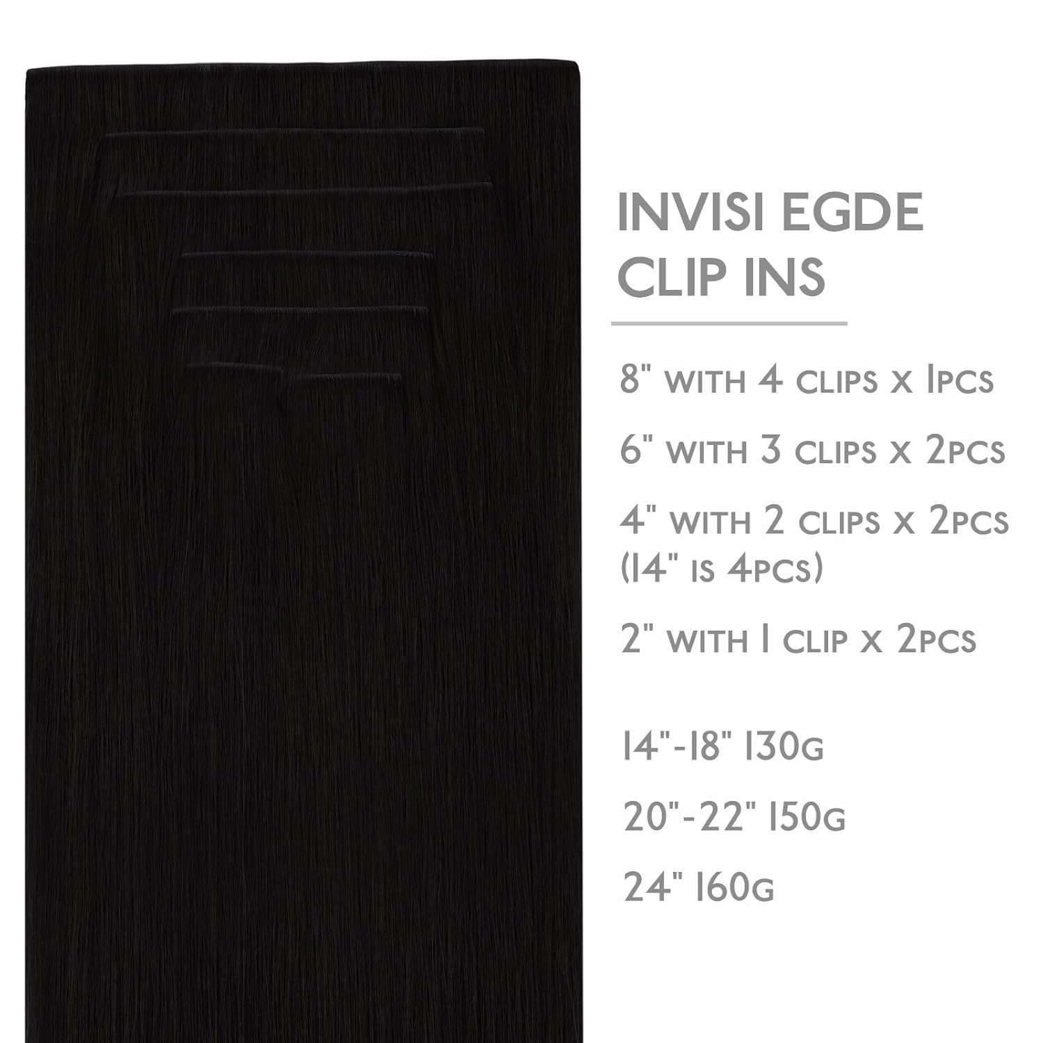 WENNALIFE Invisi Edge Clip in Hair Extensions Real Human Hair, 16 Inch 130g 7pcs Jet Black Seamless Clip in Extensions Remy Hair Clip Ins Invisible PU Skin Weft Straight Extensiones De Cabello Hmano