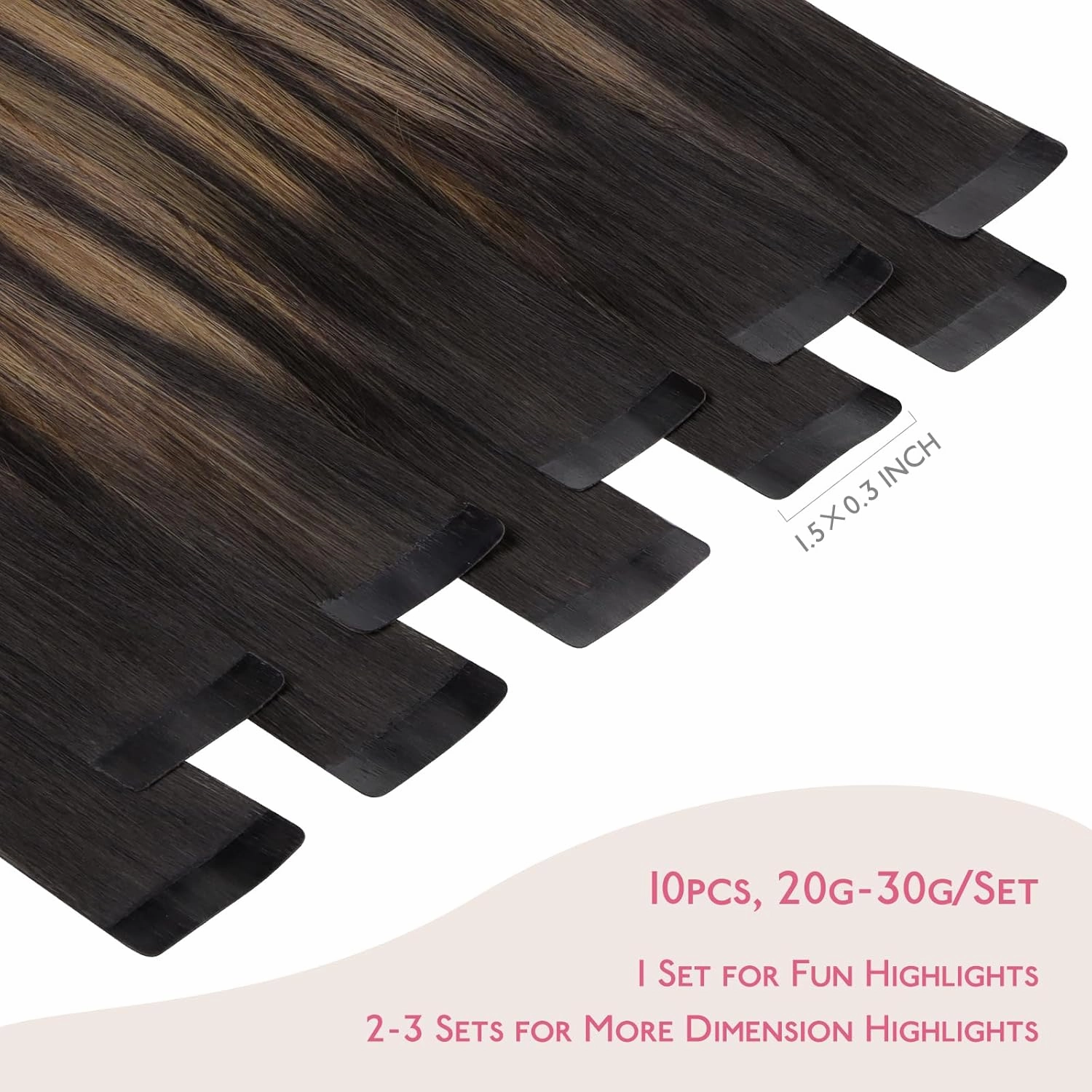 WENNALIFE Tape in Hair Extensions Human Hair Balayage Natural Black to Chestnut Brown Tape in Extensions, 10pcs 25g 16 inch Remy Invisible Tape Ins Straight Soft Real Human Hair Tape in Extensions