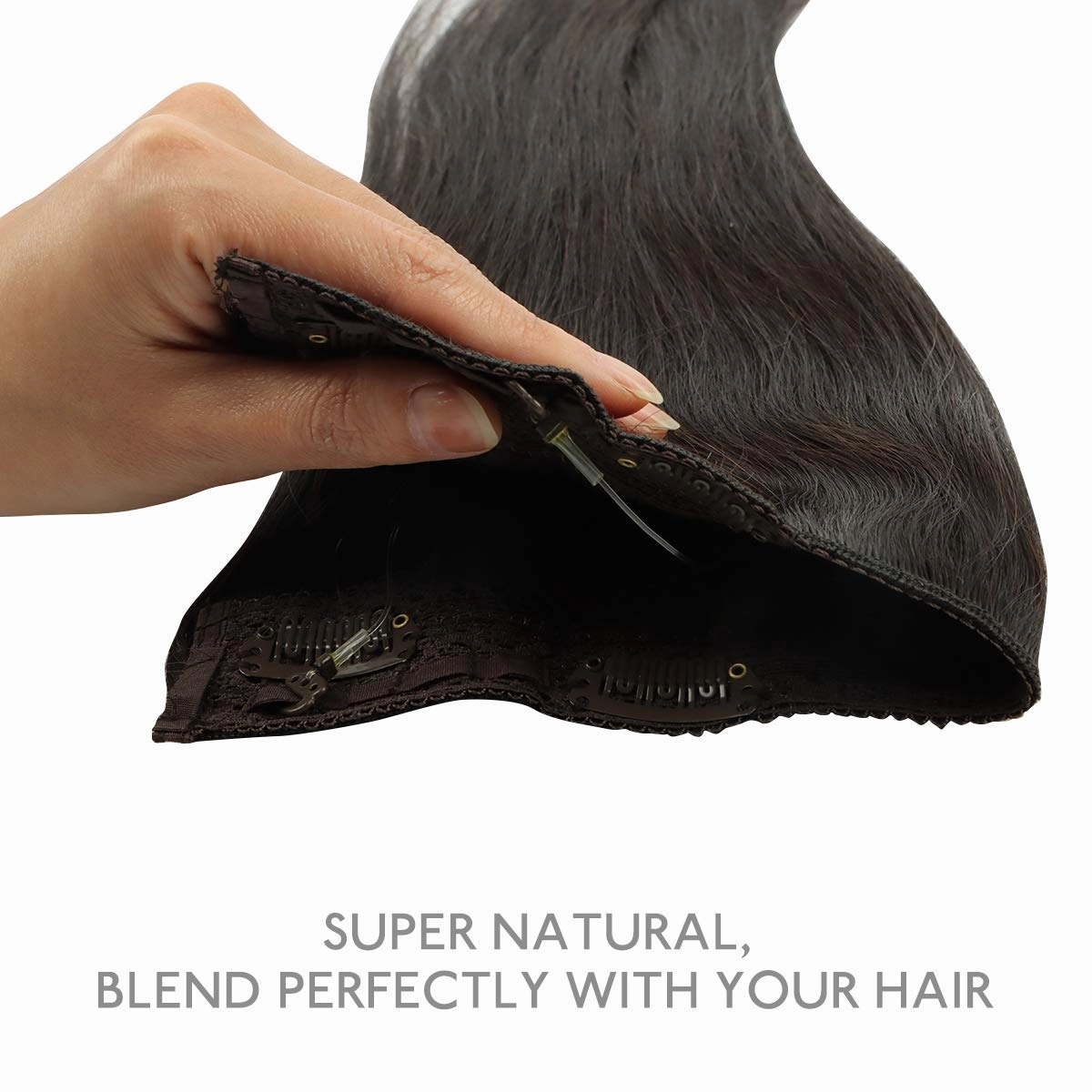 WENNALIFE Wire Hair Extensions (Increase 50% Lifespan) Real Human Hair 18 inch 95g Dark Brown Remy Invisible Transparent Wire Fish LineStraight Real Hair Extensions