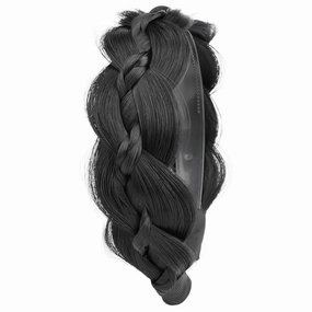Wide Braid Headband with Teeth Synthetic Hair Braid Headband Hair Band Plaited Hairband For Women (Black, Free Size)