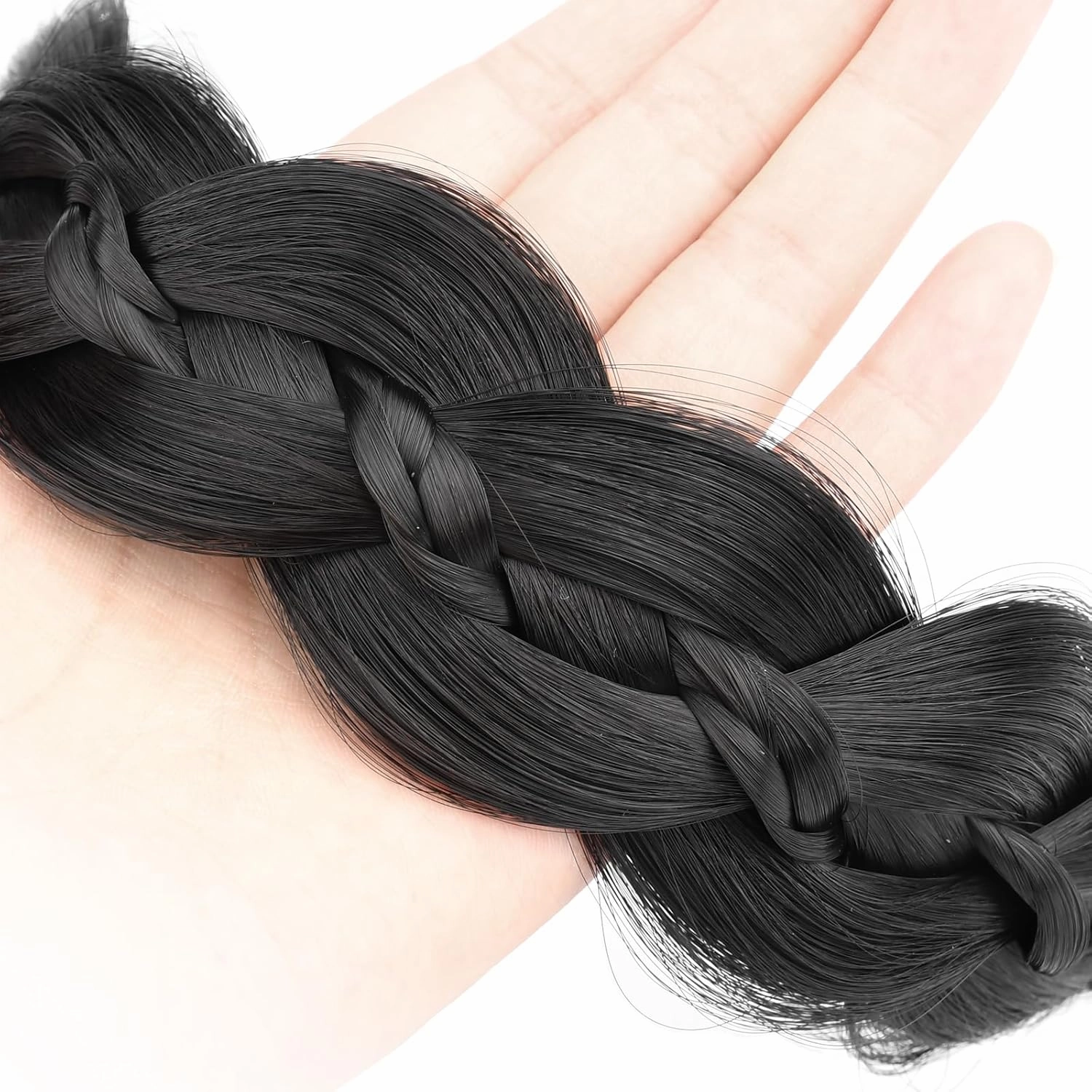 Wide Braid Headband with Teeth Synthetic Hair Braid Headband Hair Band Plaited Hairband For Women (Black, Free Size)