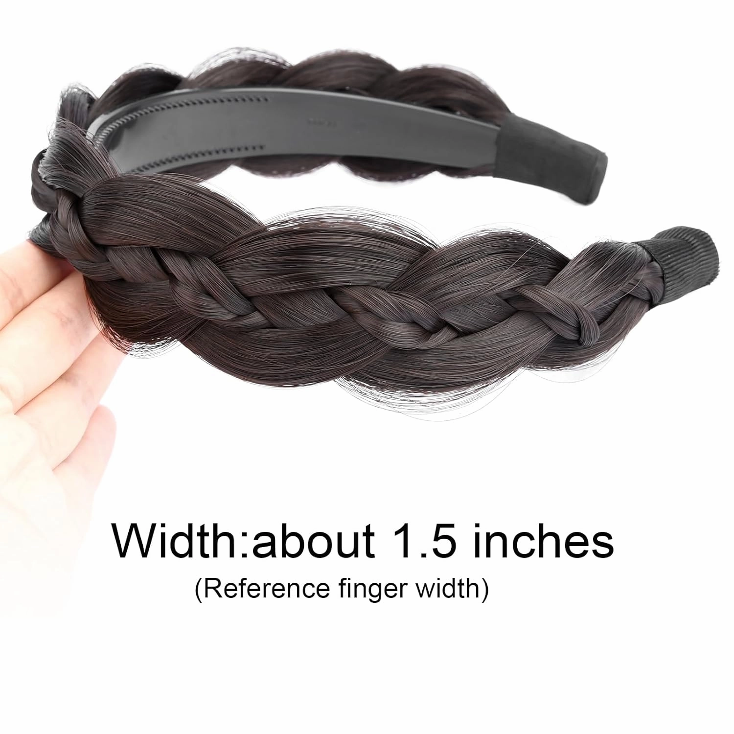 Wide Braid Headband with Teeth Synthetic Hair Braid Headband Hair Band Plaited Hairband For Women (Brunette Brown, Free Size)