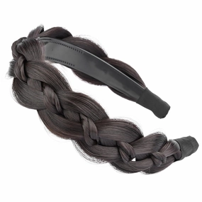 Wide Braid Headband with Teeth Synthetic Hair Braid Headband Hair Band Plaited Hairband For Women (Brunette Brown, Free Size)