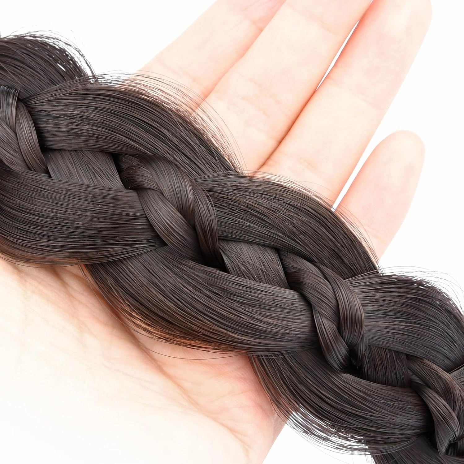 Wide Braid Headband with Teeth Synthetic Hair Braid Headband Hair Band Plaited Hairband For Women (Brunette Brown, Free Size)