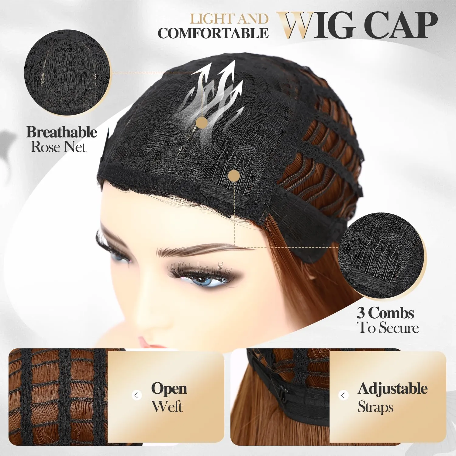 WIGER Long Straight Brown Hair Wigs for Women Auburn Straight Daily Wigs Ombre Mermaid Cosplay Wig Synthetic Colorful Natural Hair for Party or Costumes