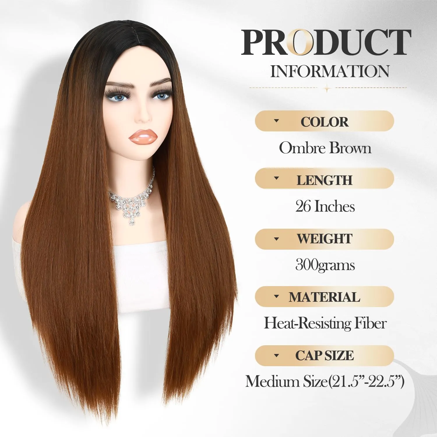 WIGER Long Straight Brown Hair Wigs for Women Auburn Straight Daily Wigs Ombre Mermaid Cosplay Wig Synthetic Colorful Natural Hair for Party or Costumes