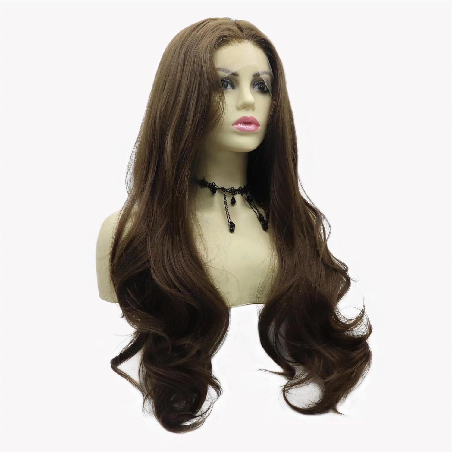 Wiginway Long Wave Brown Lace Front Wigs Women Natural Looking Wavy Synthetic Wig 24 Inches