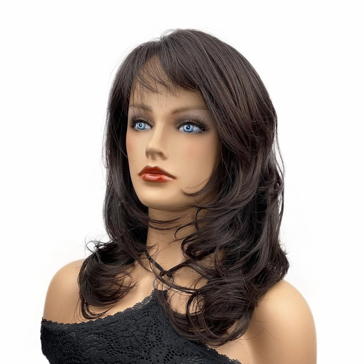 Wiginway Long Wavy Synthetic Wigs with Natural Looking Air Bangs Imported Premium Heat Resistant Hair for Women 14 Inch #2-33