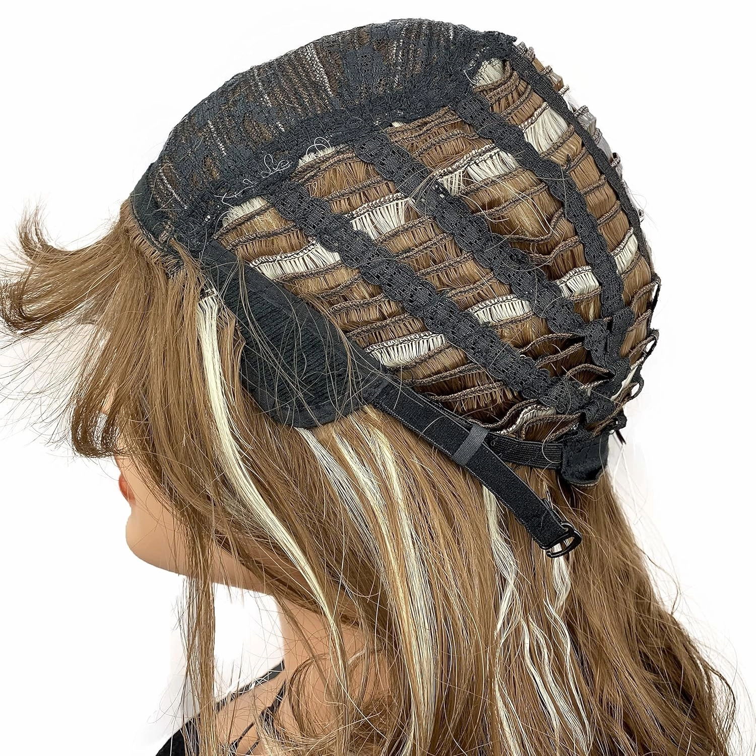 Wiginway Long Wavy Synthetic Wigs with Natural Looking Air Bangs Imported Premium Heat Resistant Hair for Women 14 Inch Brown Mixed
