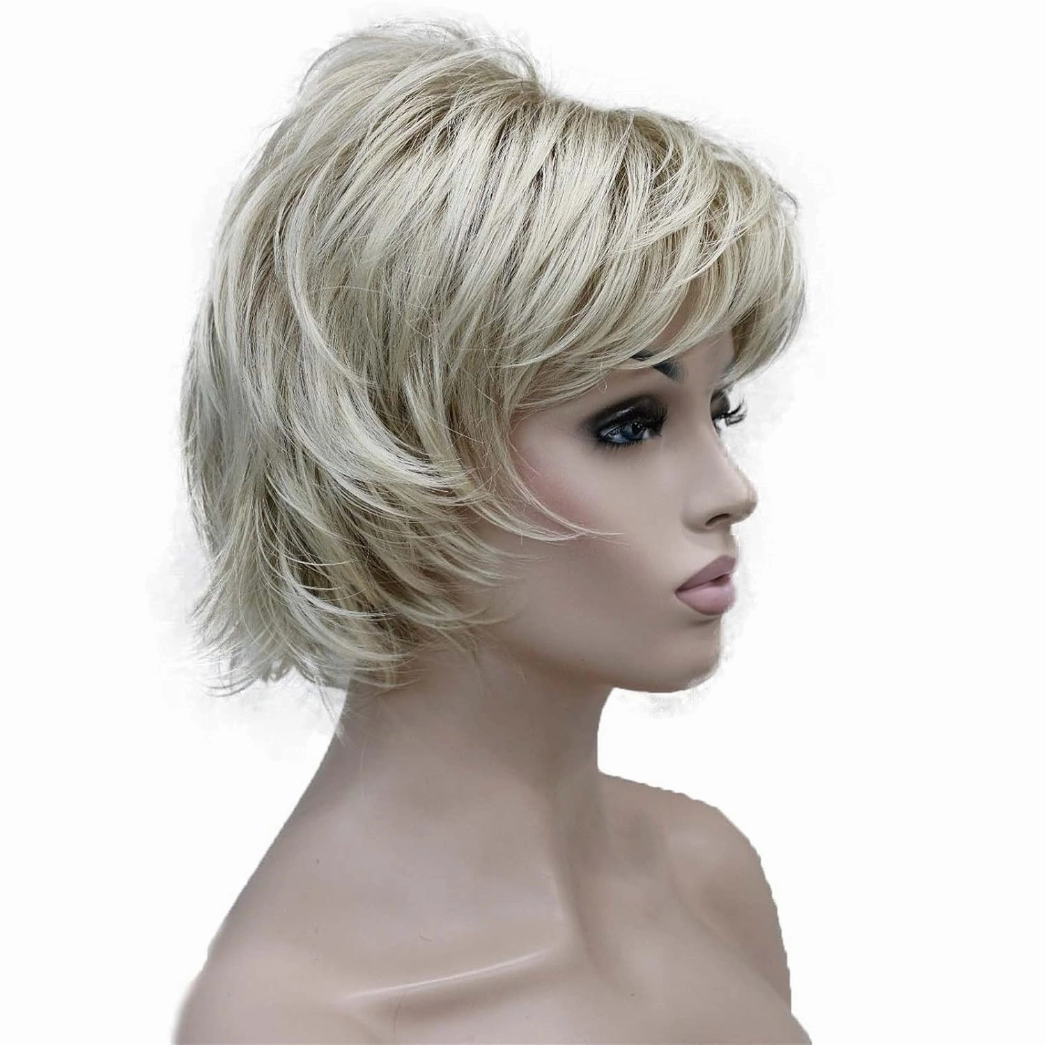 Wiginway Short Blonde Mix Layered Shaggy Wavy Wigs 100% Imported Premium Hair Heat Resistant Synthetic for Women 6 Inch