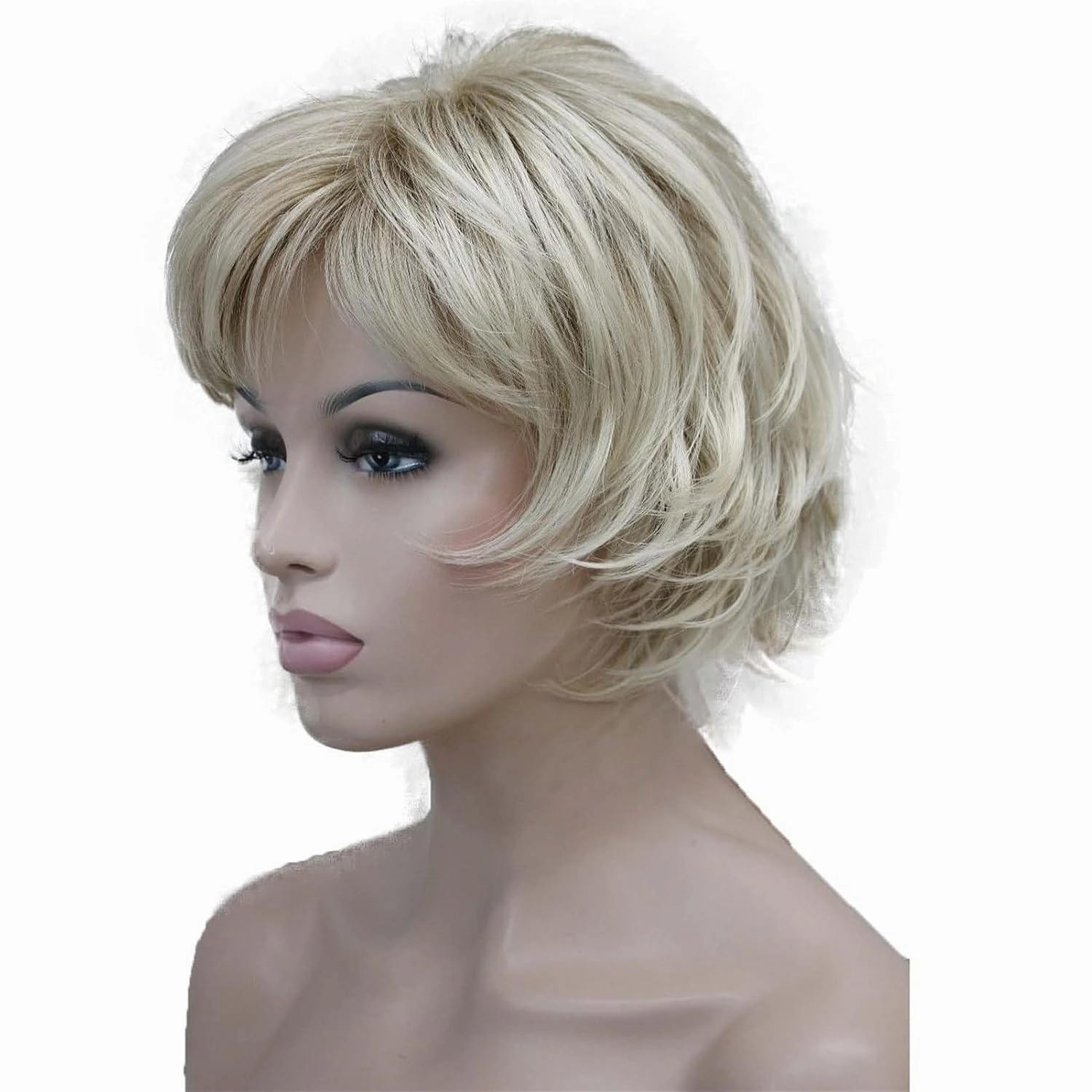 Wiginway Short Blonde Mix Layered Shaggy Wavy Wigs 100% Imported Premium Hair Heat Resistant Synthetic for Women 6 Inch