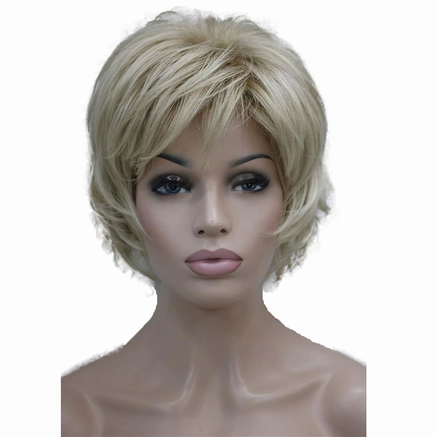 Wiginway Short Blonde Mix Layered Shaggy Wavy Wigs 100% Imported Premium Hair Heat Resistant Synthetic for Women 6 Inch