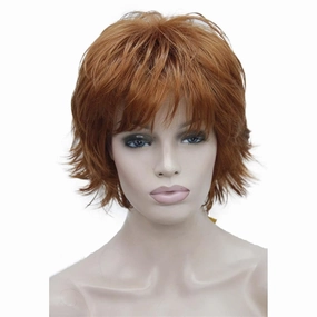Wiginway Short Copper Red Layered Shaggy Wavy Wigs 100% Imported Premium Hair Heat Resistant Synthetic for Women 6 Inch
