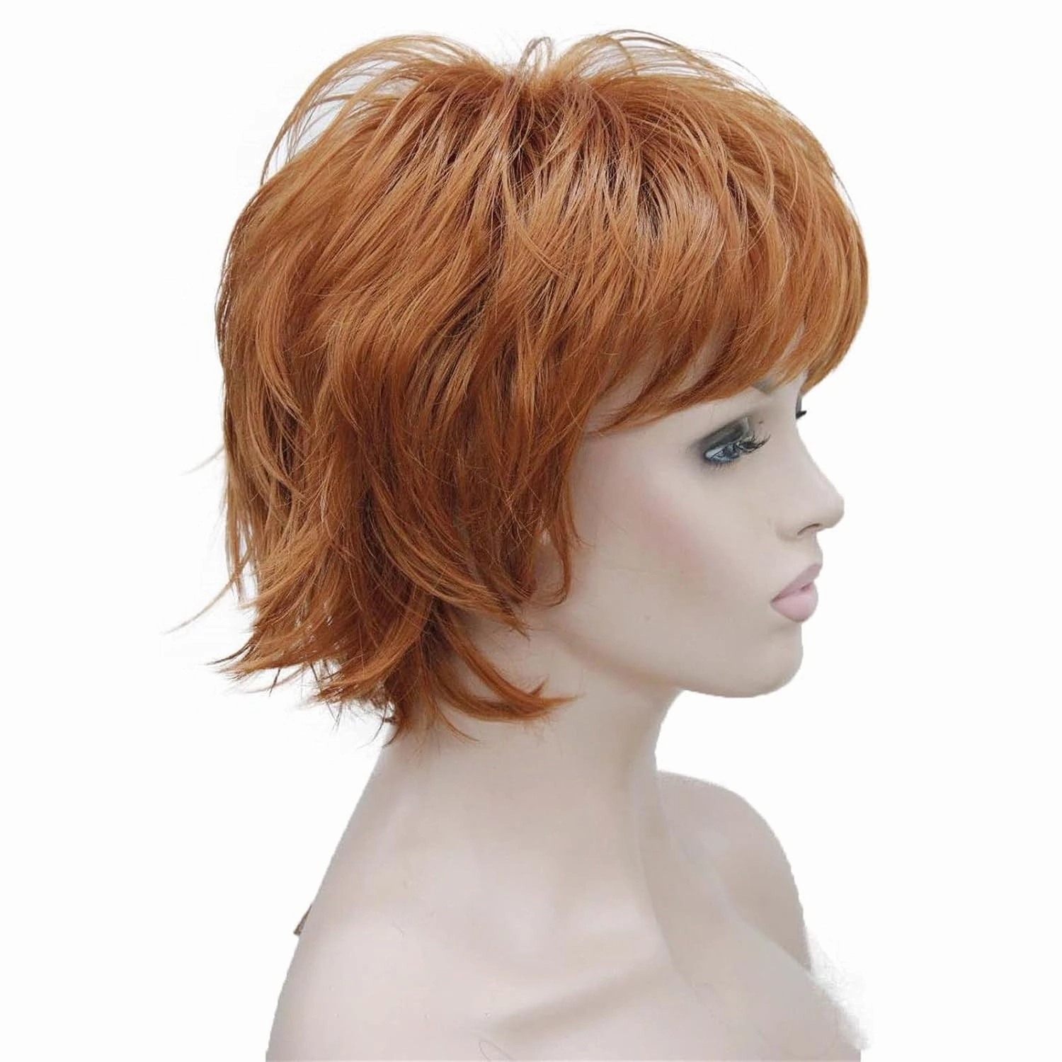 Wiginway Short Copper Red Layered Shaggy Wavy Wigs 100% Imported Premium Hair Heat Resistant Synthetic for Women 6 Inch
