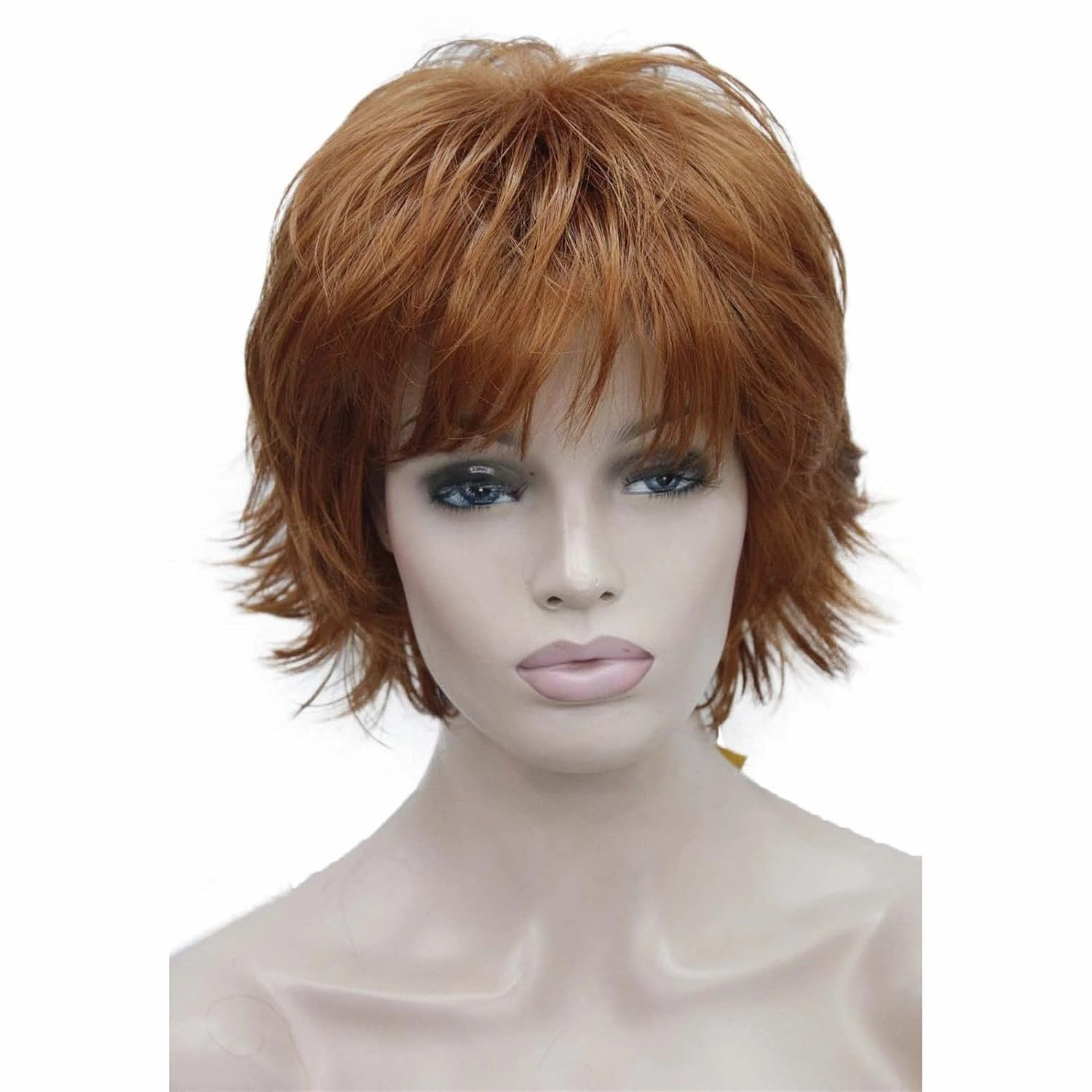 Wiginway Short Copper Red Layered Shaggy Wavy Wigs 100% Imported Premium Hair Heat Resistant Synthetic for Women 6 Inch