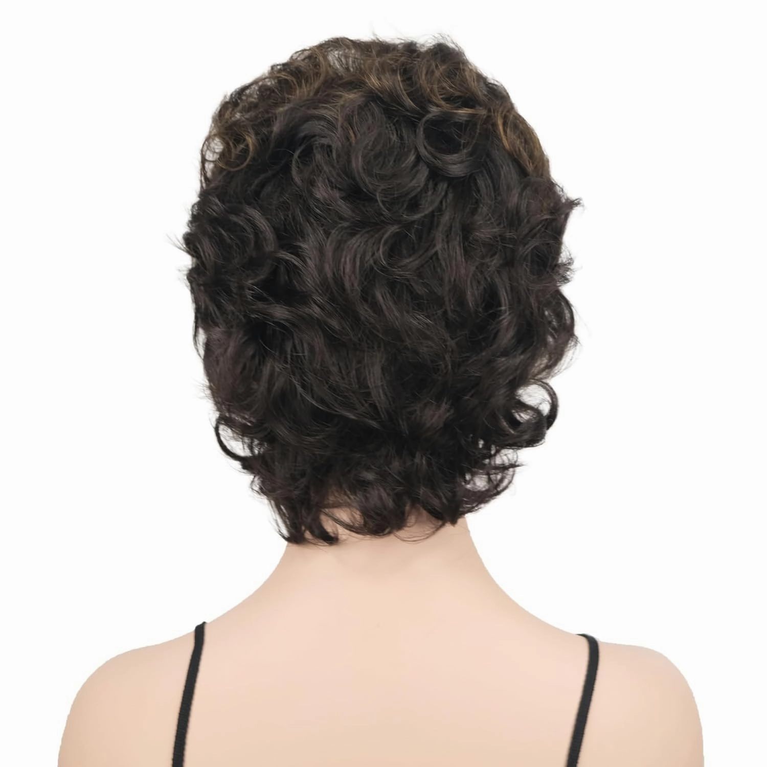 Wiginway Short Curly Wavy Synthetic Hairpiece Wigs with Bangs for Women Girls 6 inches (4TT27)