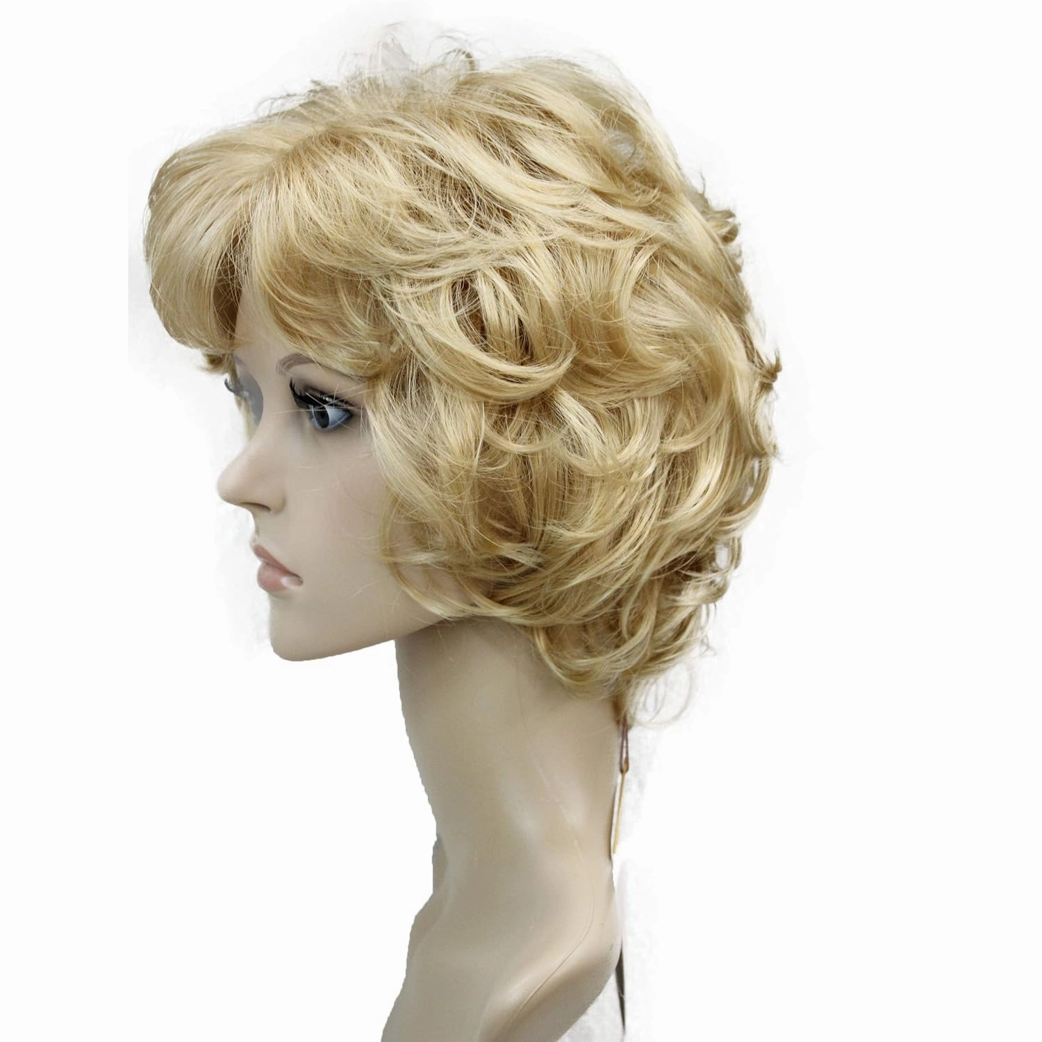 Wiginway Short Layered Shaggy Wavy Wigs Full Synthetic Bob Capless Wigs for White Women Light Butterscotch