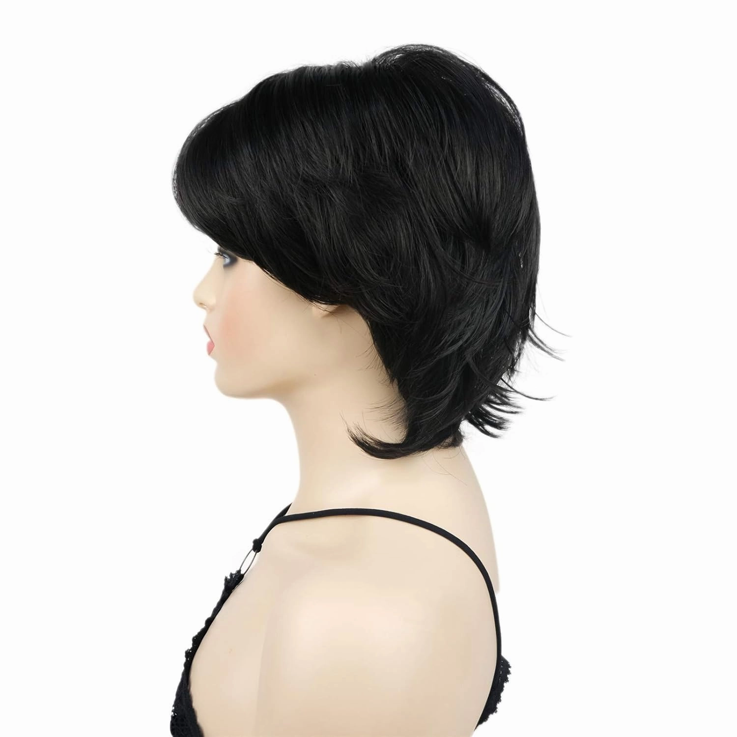 Wiginway Short Natural Black Layered Shaggy Wavy Wigs 100% Imported Premium Hair Heat Resistant Synthetic for Women 6 Inch
