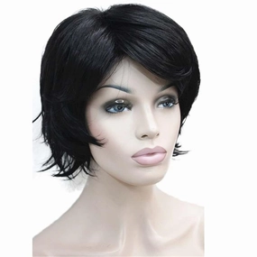 Wiginway Short Natural Black Layered Shaggy Wavy Wigs 100% Imported Premium Hair Heat Resistant Synthetic for Women 6 Inch