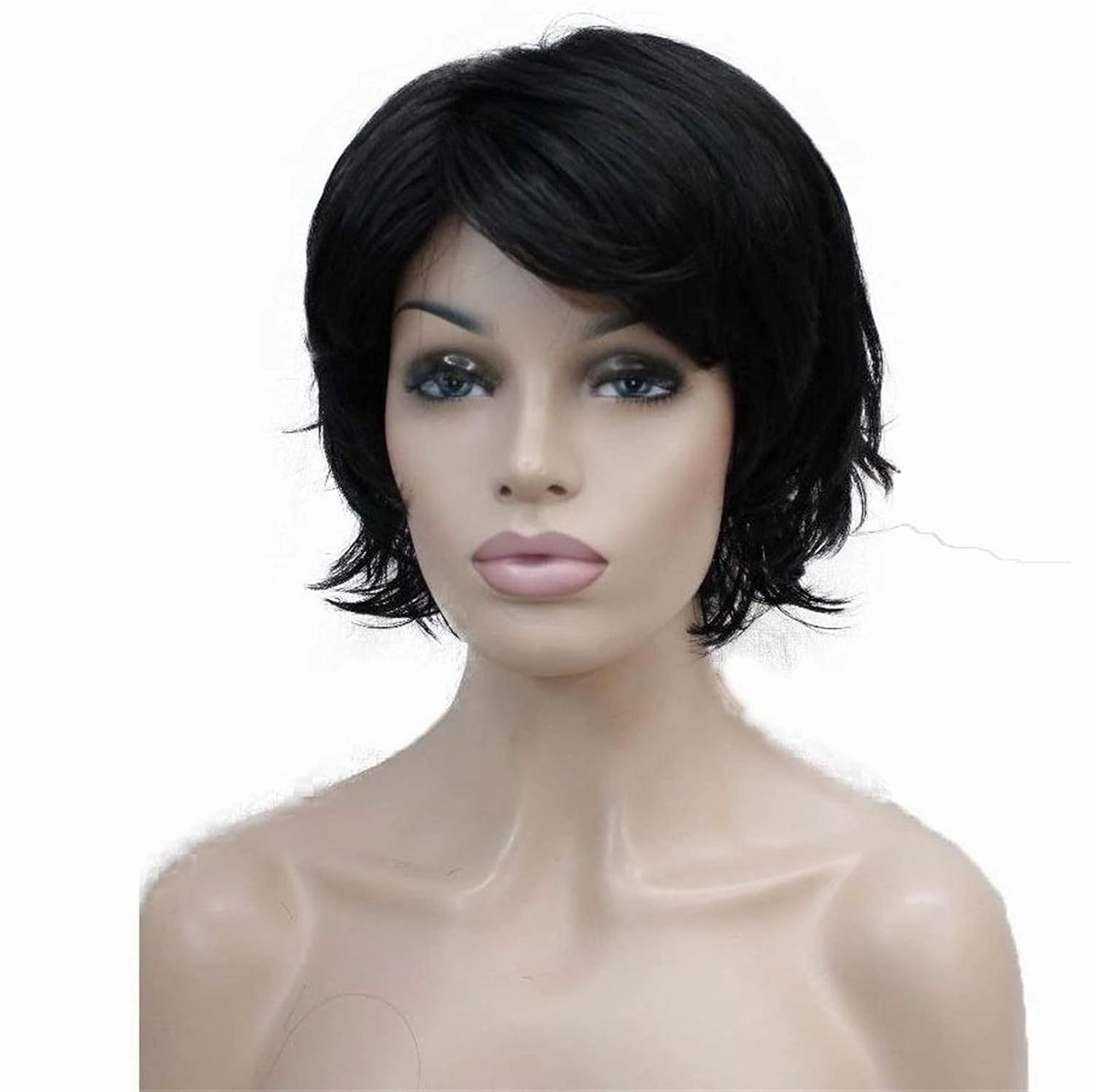 Wiginway Short Natural Black Layered Shaggy Wavy Wigs 100% Imported Premium Hair Heat Resistant Synthetic for Women 6 Inch